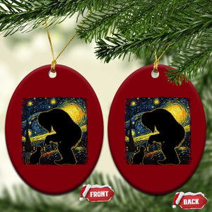 Fun Hand Boop Nose Bigfoot Cat Ceramic Ornament Sasquatch Starry Night Van Gogh TS10 Print Your Wear