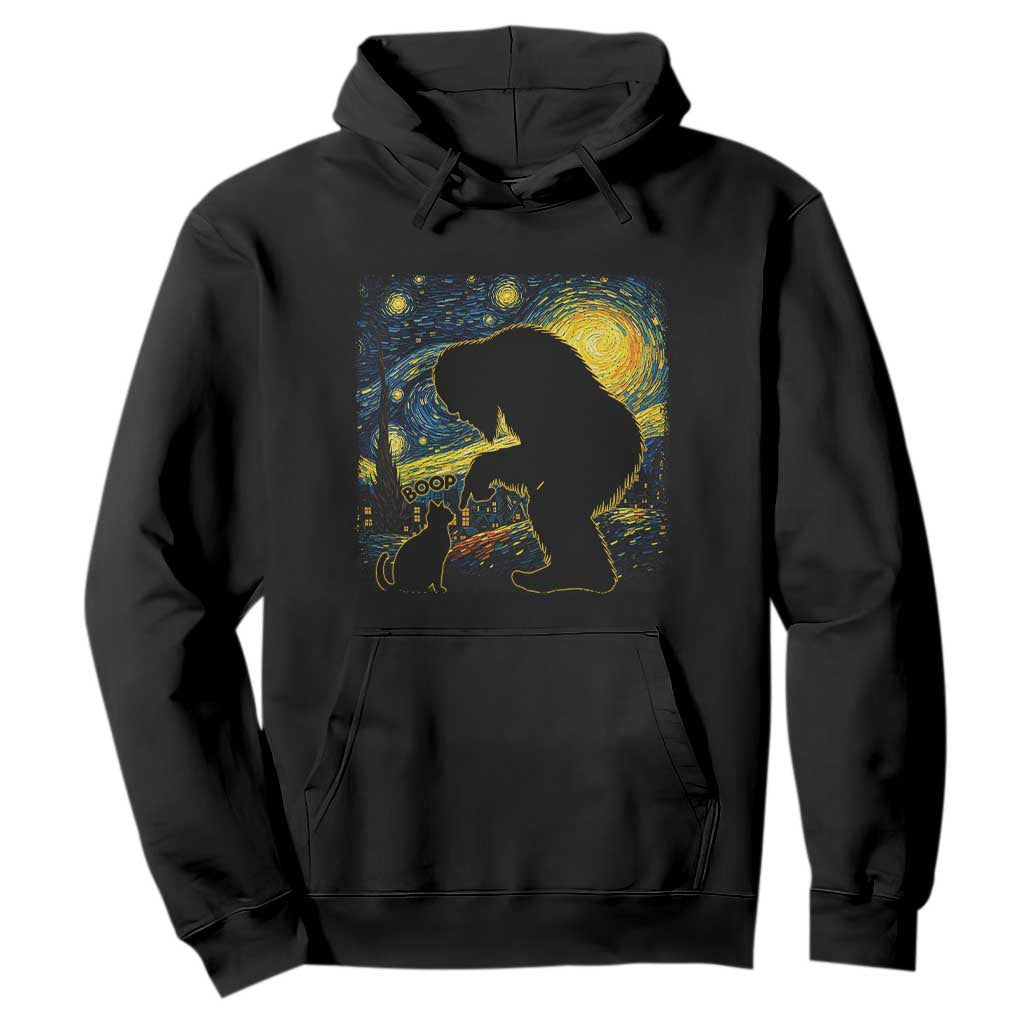 Fun Hand Boop Nose Bigfoot Cat Hoodie Sasquatch Starry Night Van Gogh TS10 Black Print Your Wear