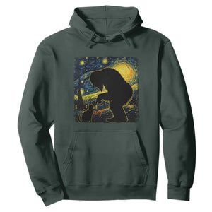 Fun Hand Boop Nose Bigfoot Cat Hoodie Sasquatch Starry Night Van Gogh TS10 Dark Forest Green Print Your Wear