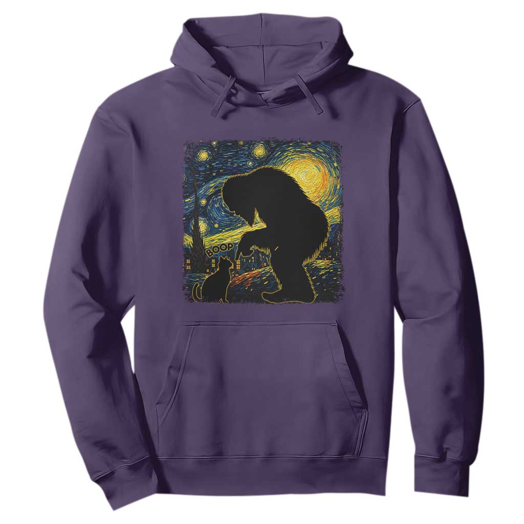Fun Hand Boop Nose Bigfoot Cat Hoodie Sasquatch Starry Night Van Gogh TS10 Purple Print Your Wear