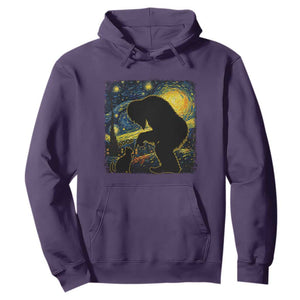 Fun Hand Boop Nose Bigfoot Cat Hoodie Sasquatch Starry Night Van Gogh TS10 Purple Print Your Wear