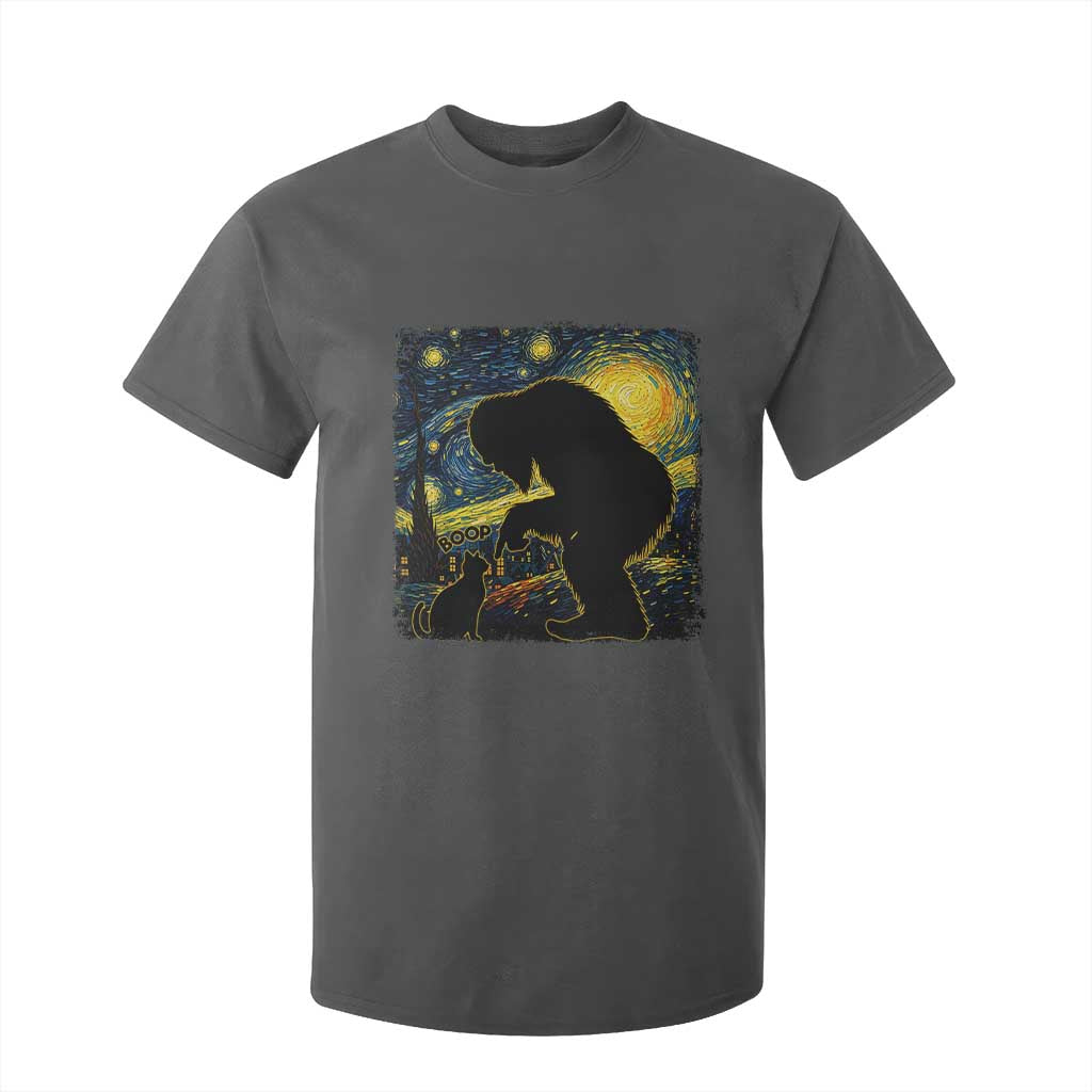 Fun Hand Boop Nose Bigfoot Cat T Shirt For Kid Sasquatch Starry Night Van Gogh TS10 Dark Heather Print Your Wear