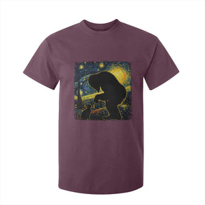 Fun Hand Boop Nose Bigfoot Cat T Shirt For Kid Sasquatch Starry Night Van Gogh TS10 Maroon Print Your Wear