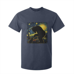 Fun Hand Boop Nose Bigfoot Cat T Shirt For Kid Sasquatch Starry Night Van Gogh TS10 Navy Print Your Wear
