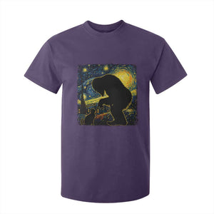 Fun Hand Boop Nose Bigfoot Cat T Shirt For Kid Sasquatch Starry Night Van Gogh TS10 Purple Print Your Wear