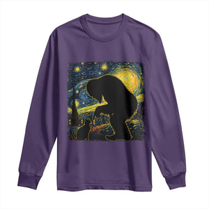 Fun Hand Boop Nose Bigfoot Cat Long Sleeve Shirt Sasquatch Starry Night Van Gogh TS10 Purple Print Your Wear