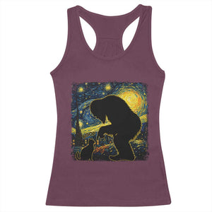 Fun Hand Boop Nose Bigfoot Cat Racerback Tank Top Sasquatch Starry Night Van Gogh TS10 Maroon Print Your Wear