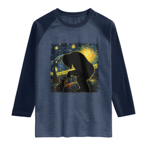 Fun Hand Boop Nose Bigfoot Cat Raglan Shirt Sasquatch Starry Night Van Gogh TS10 Heather Denim Navy Print Your Wear