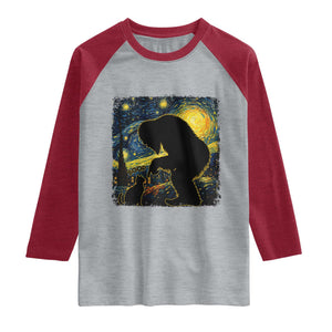 Fun Hand Boop Nose Bigfoot Cat Raglan Shirt Sasquatch Starry Night Van Gogh TS10 Heather Gray Heather Red Print Your Wear