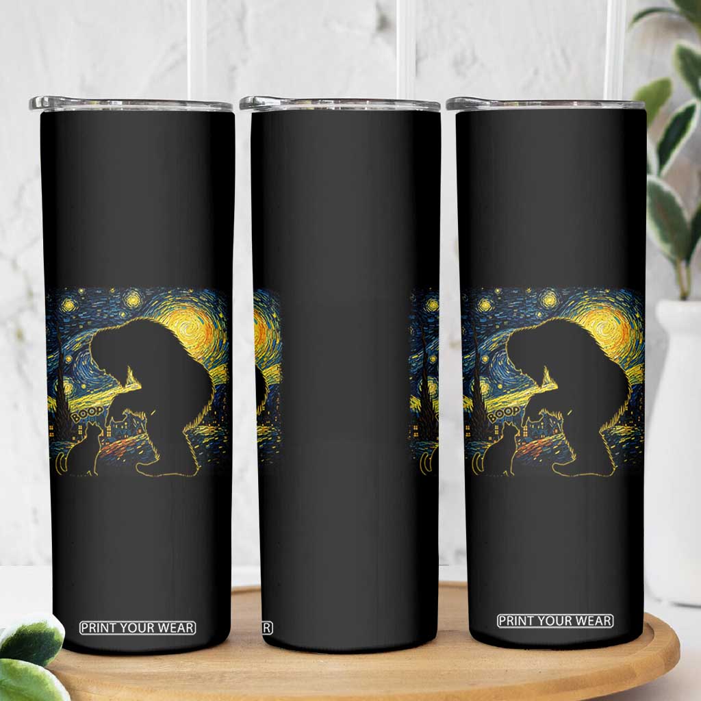 Fun Hand Boop Nose Bigfoot Cat Skinny Tumbler Sasquatch Starry Night Van Gogh TS10 Print Your Wear