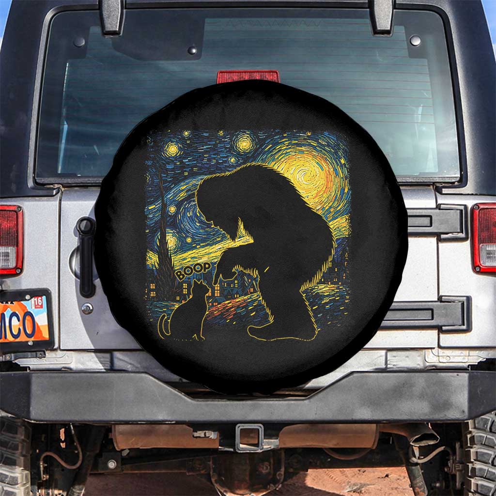 Fun Hand Boop Nose Bigfoot Cat Spare Tire Cover Sasquatch Starry Night Van Gogh TS10 No hole Black Print Your Wear