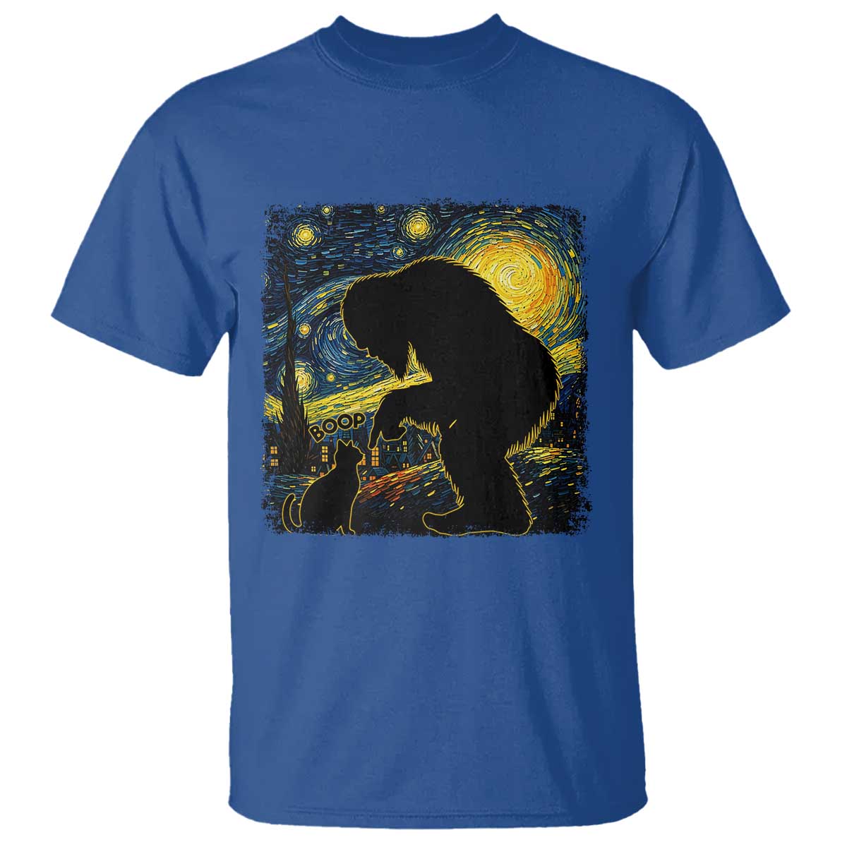 Fun Hand Boop Nose Bigfoot Cat T Shirt Sasquatch Starry Night Van Gogh TS10 Royal Blue Print Your Wear