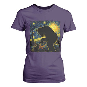Fun Hand Boop Nose Bigfoot Cat T Shirt For Women Sasquatch Starry Night Van Gogh TS10 Purple Print Your Wear