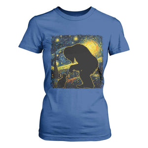 Fun Hand Boop Nose Bigfoot Cat T Shirt For Women Sasquatch Starry Night Van Gogh TS10 Royal Blue Print Your Wear