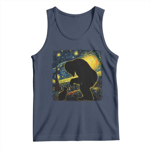 Fun Hand Boop Nose Bigfoot Cat Tank Top Sasquatch Starry Night Van Gogh TS10 Navy Print Your Wear