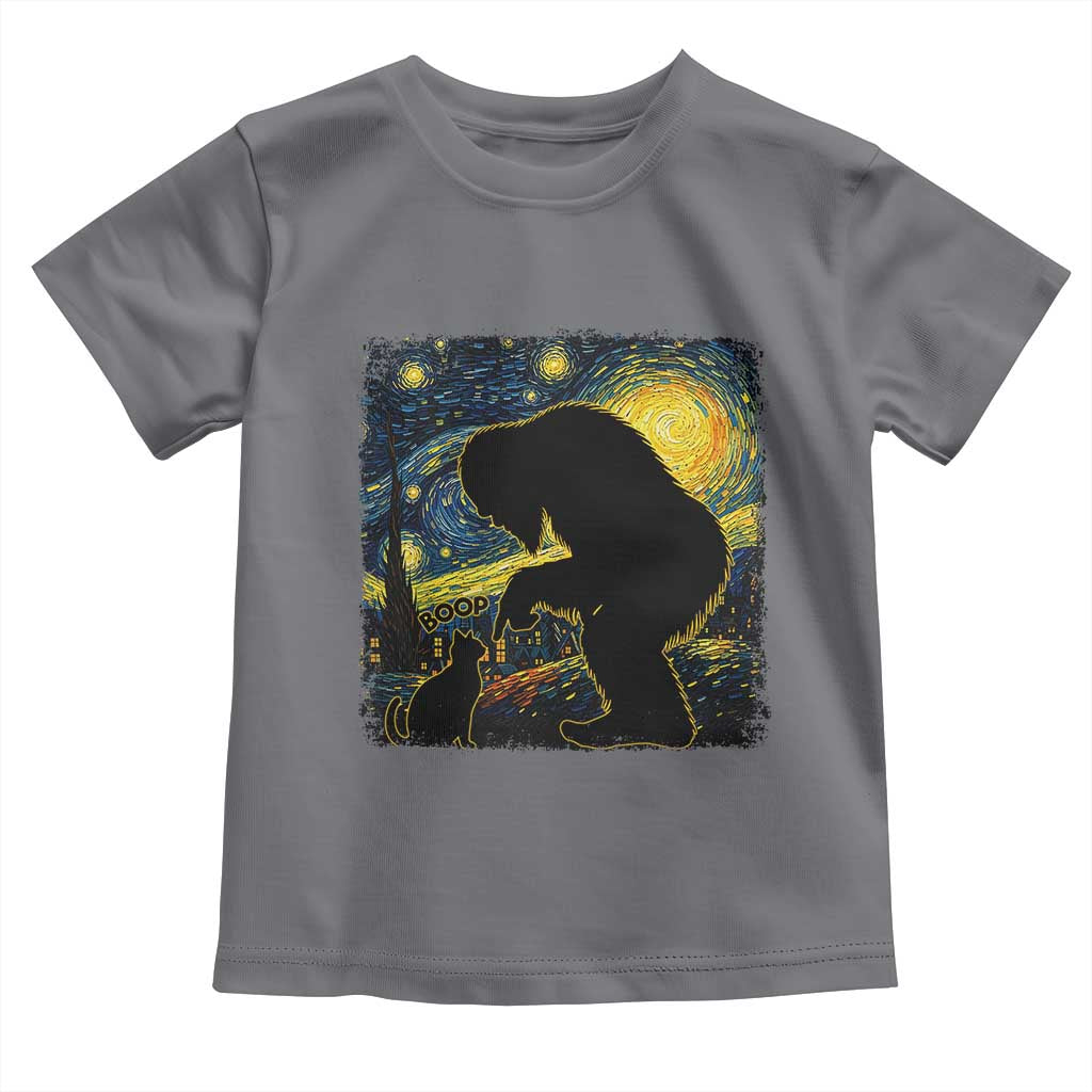 Fun Hand Boop Nose Bigfoot Cat Toddler T Shirt Sasquatch Starry Night Van Gogh TS10 Charcoal Print Your Wear