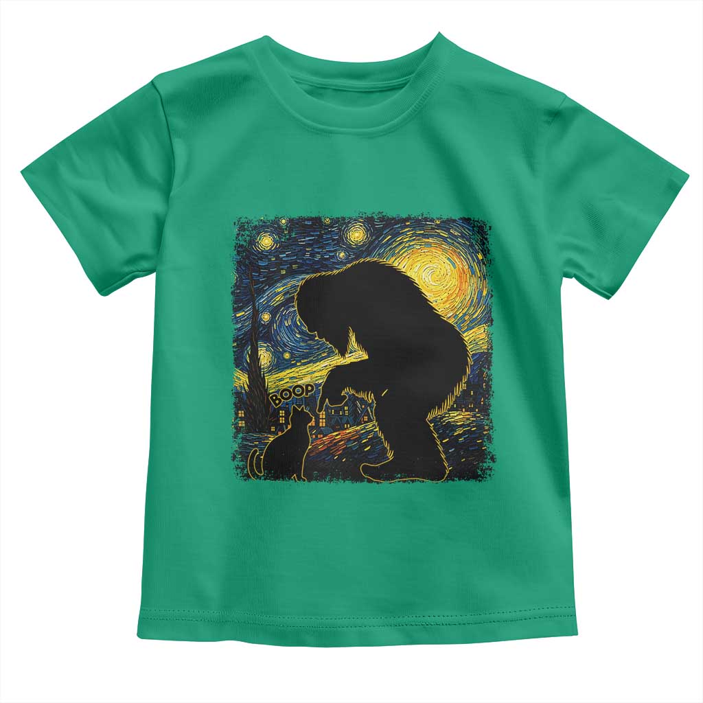 Fun Hand Boop Nose Bigfoot Cat Toddler T Shirt Sasquatch Starry Night Van Gogh TS10 Irish Green Print Your Wear