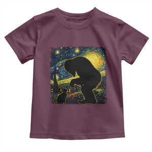 Fun Hand Boop Nose Bigfoot Cat Toddler T Shirt Sasquatch Starry Night Van Gogh TS10 Maroon Print Your Wear