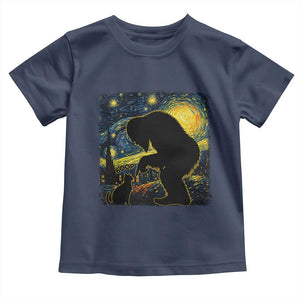 Fun Hand Boop Nose Bigfoot Cat Toddler T Shirt Sasquatch Starry Night Van Gogh TS10 Navy Print Your Wear