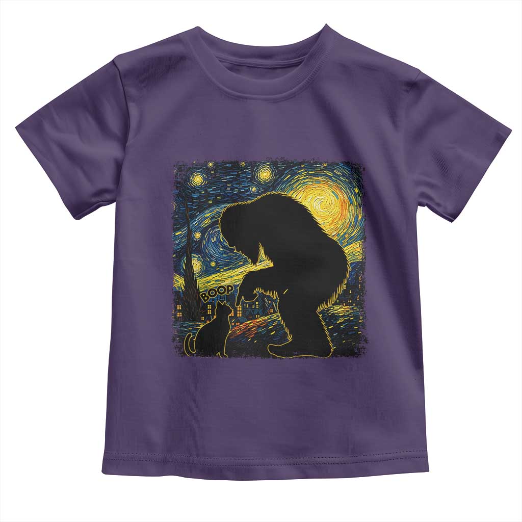Fun Hand Boop Nose Bigfoot Cat Toddler T Shirt Sasquatch Starry Night Van Gogh TS10 Purple Print Your Wear