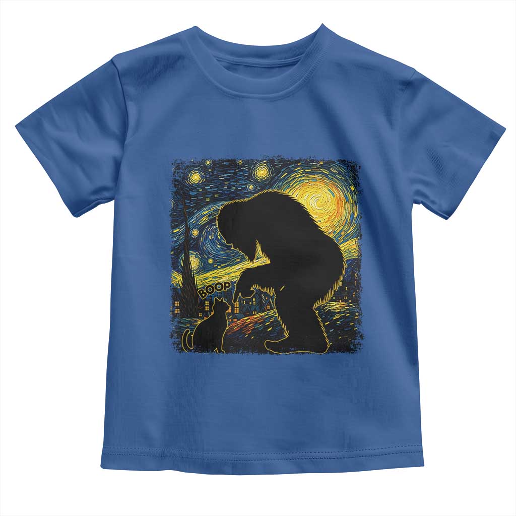 Fun Hand Boop Nose Bigfoot Cat Toddler T Shirt Sasquatch Starry Night Van Gogh TS10 Royal Blue Print Your Wear