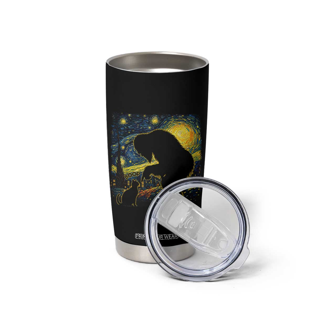Fun Hand Boop Nose Bigfoot Cat Tumbler Cup Sasquatch Starry Night Van Gogh TS10 Print Your Wear