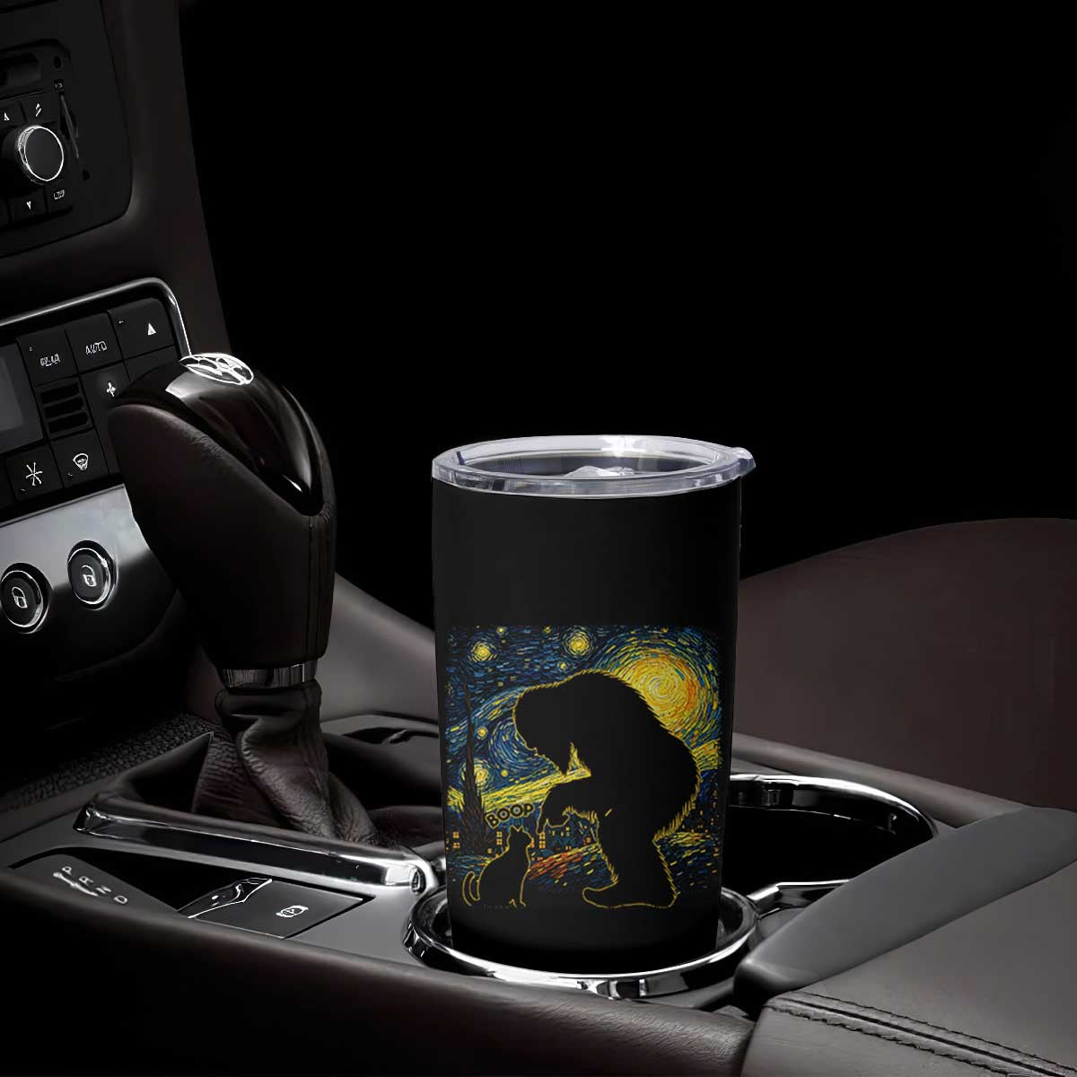 Fun Hand Boop Nose Bigfoot Cat Tumbler Cup Sasquatch Starry Night Van Gogh TS10 Print Your Wear