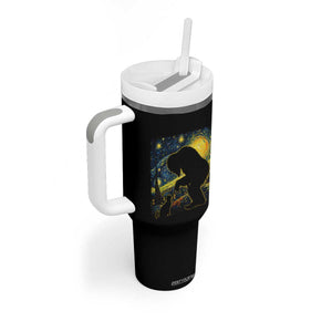 Fun Hand Boop Nose Bigfoot Cat Tumbler With Handle Sasquatch Starry Night Van Gogh TS10 Print Your Wear