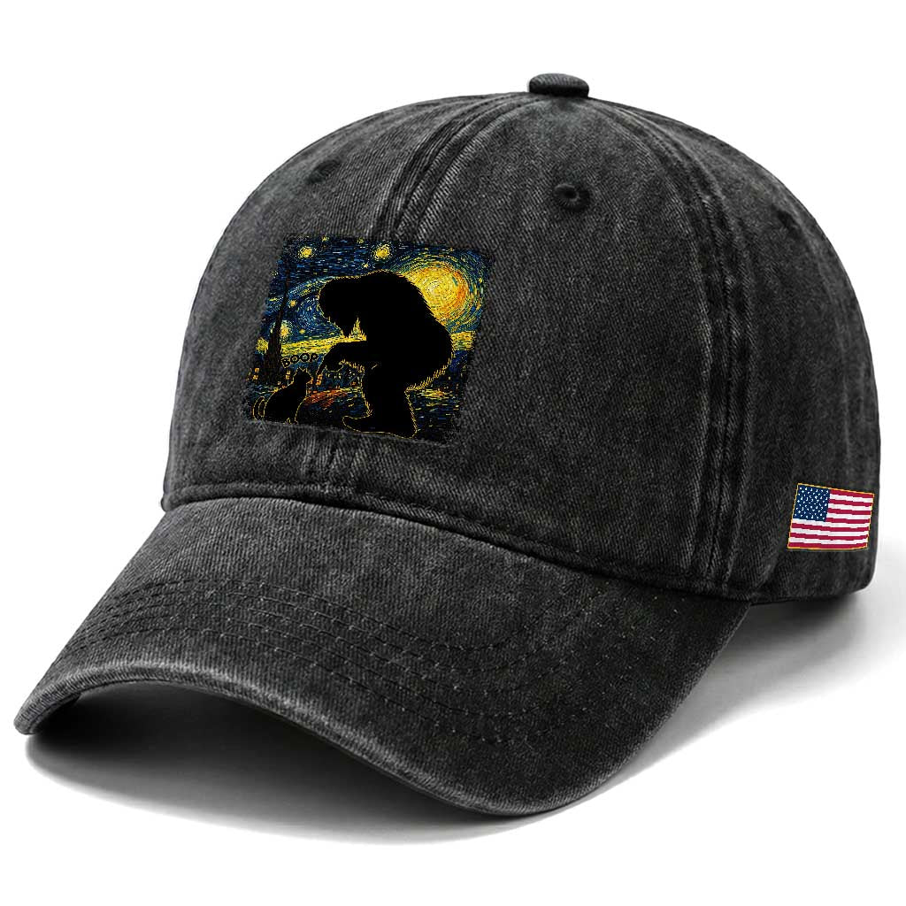 Fun Hand Boop Nose Bigfoot Cat Washed Cotton Baseball Cap Sasquatch Starry Night Van Gogh TS10 Print Your Wear