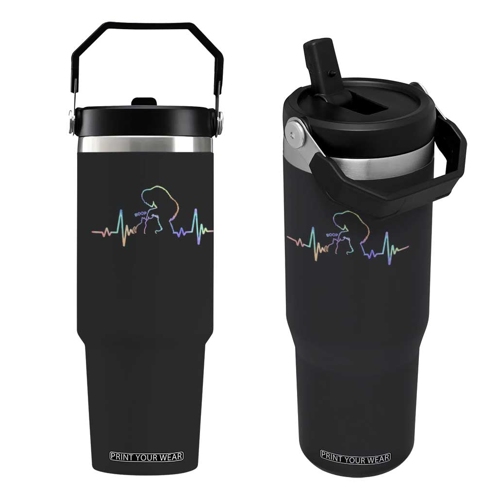 Fun Hand Boop Nose Bigfoot Cat Flip Straw Tumbler Heartbeat Sasquatch Cat Lover Animal Silhouette TS10 One Size: 30 oz Black Print Your Wear