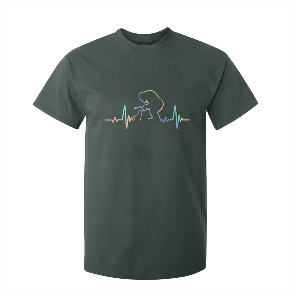 Fun Hand Boop Nose Bigfoot Cat T Shirt For Kid Heartbeat Sasquatch Cat Lover Animal Silhouette TS10 Dark Forest Green Print Your Wear