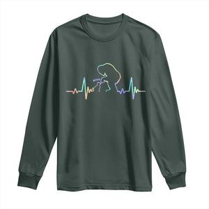 Fun Hand Boop Nose Bigfoot Cat Long Sleeve Shirt Heartbeat Sasquatch Cat Lover Animal Silhouette TS10 Dark Forest Green Print Your Wear