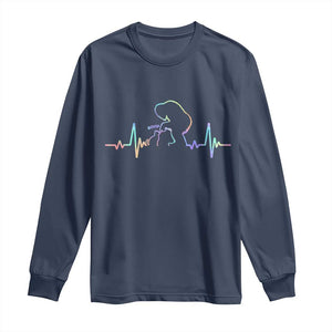 Fun Hand Boop Nose Bigfoot Cat Long Sleeve Shirt Heartbeat Sasquatch Cat Lover Animal Silhouette TS10 Navy Print Your Wear