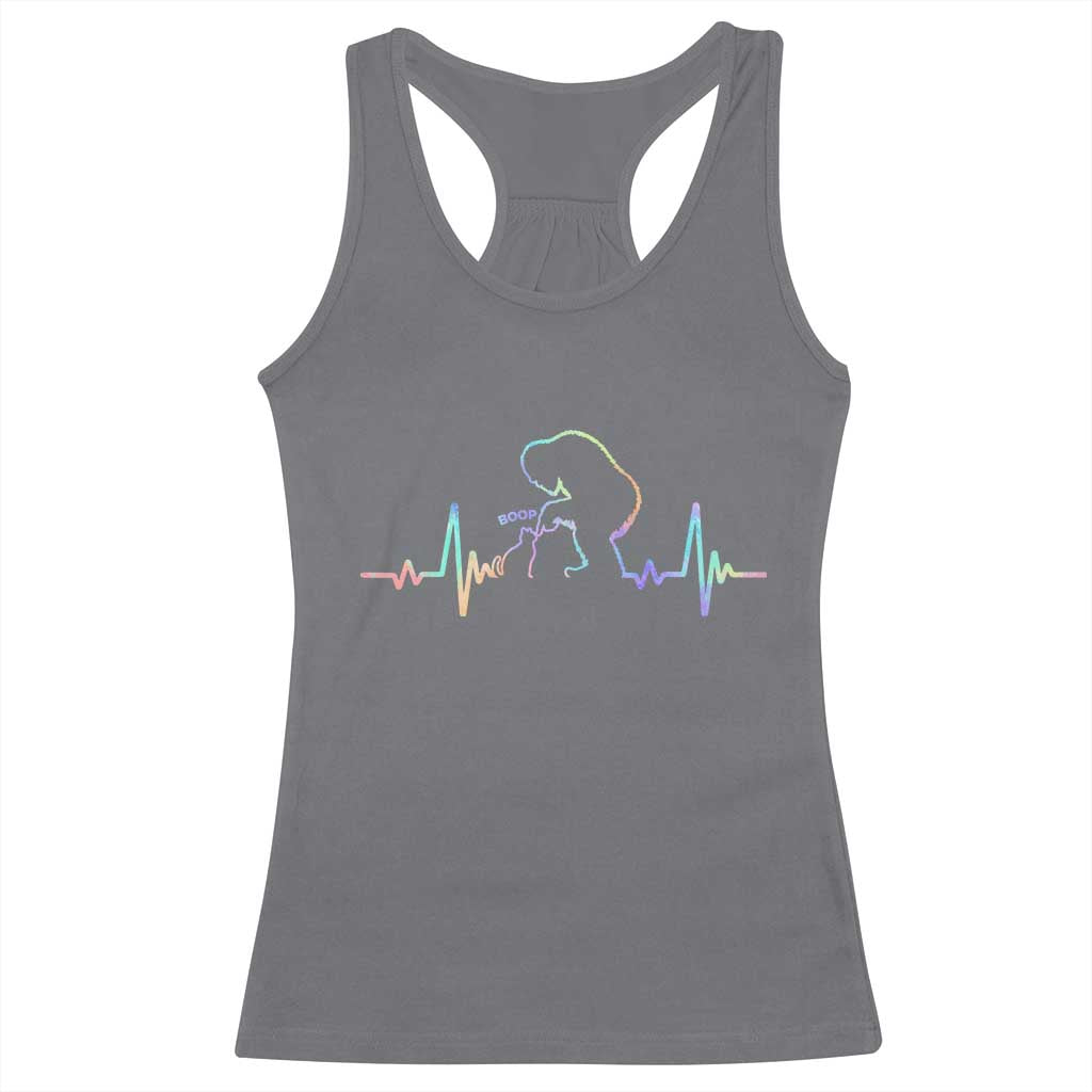 Fun Hand Boop Nose Bigfoot Cat Racerback Tank Top Heartbeat Sasquatch Cat Lover Animal Silhouette TS10 Charcoal Print Your Wear