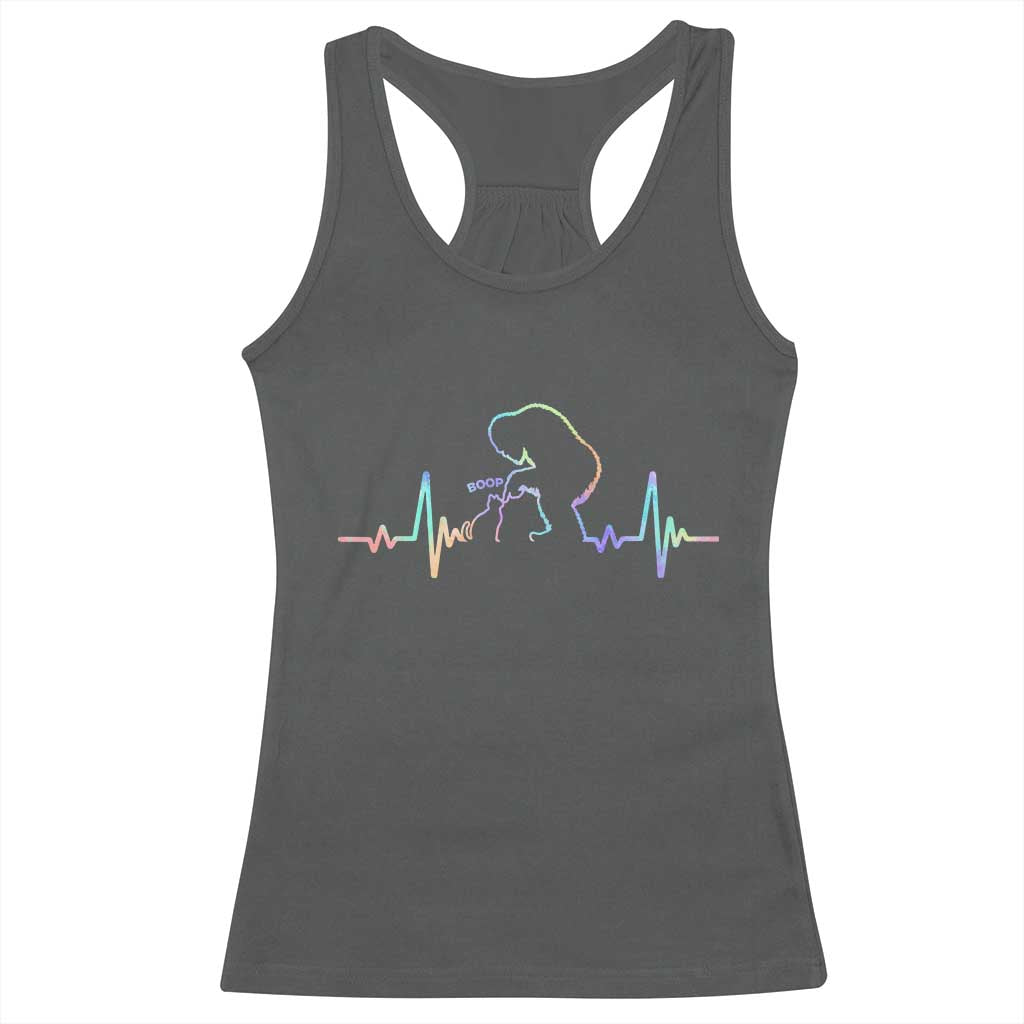 Fun Hand Boop Nose Bigfoot Cat Racerback Tank Top Heartbeat Sasquatch Cat Lover Animal Silhouette TS10 Dark Heather Print Your Wear