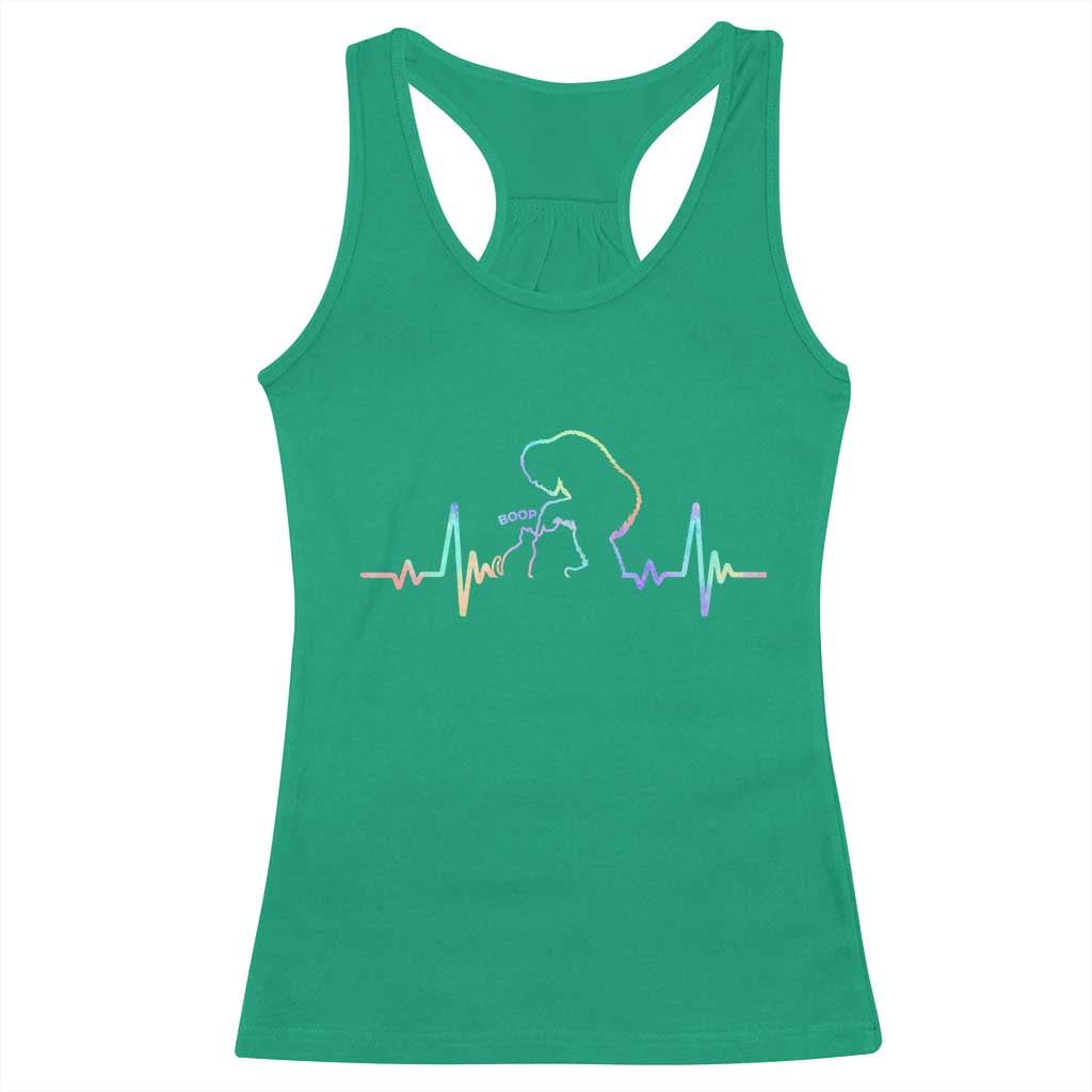Fun Hand Boop Nose Bigfoot Cat Racerback Tank Top Heartbeat Sasquatch Cat Lover Animal Silhouette TS10 Irish Green Print Your Wear