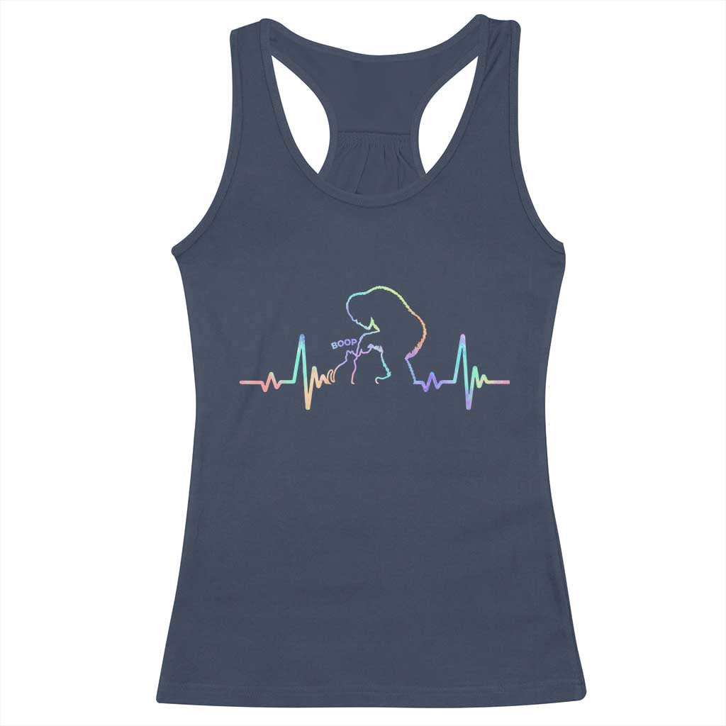 Fun Hand Boop Nose Bigfoot Cat Racerback Tank Top Heartbeat Sasquatch Cat Lover Animal Silhouette TS10 Navy Print Your Wear