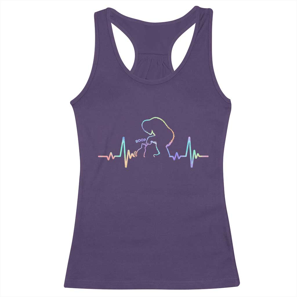 Fun Hand Boop Nose Bigfoot Cat Racerback Tank Top Heartbeat Sasquatch Cat Lover Animal Silhouette TS10 Purple Print Your Wear