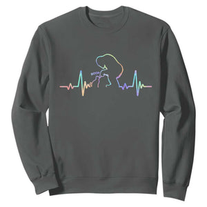 Fun Hand Boop Nose Bigfoot Cat Sweatshirt Heartbeat Sasquatch Cat Lover Animal Silhouette TS10 Dark Heather Print Your Wear
