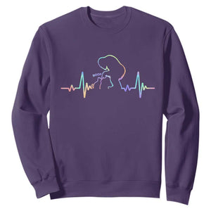 Fun Hand Boop Nose Bigfoot Cat Sweatshirt Heartbeat Sasquatch Cat Lover Animal Silhouette TS10 Purple Print Your Wear