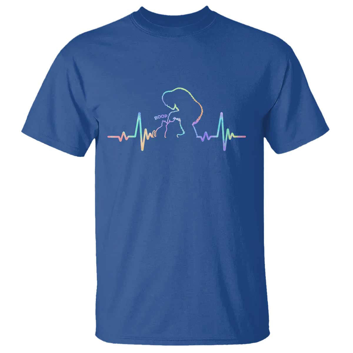 Fun Hand Boop Nose Bigfoot Cat T Shirt Heartbeat Sasquatch Cat Lover Animal Silhouette TS10 Royal Blue Print Your Wear