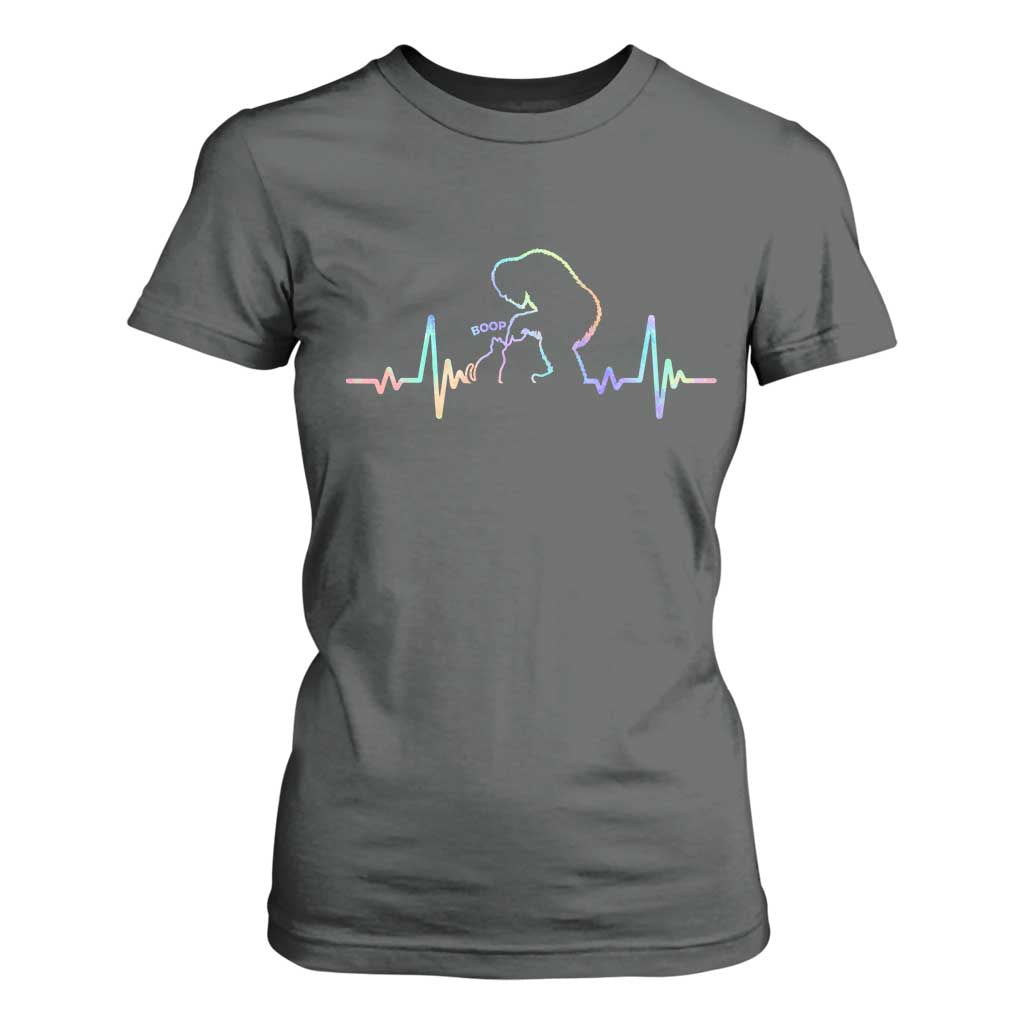 Fun Hand Boop Nose Bigfoot Cat T Shirt For Women Heartbeat Sasquatch Cat Lover Animal Silhouette TS10 Dark Heather Print Your Wear