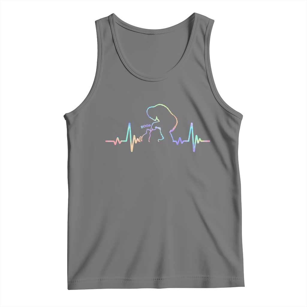 Fun Hand Boop Nose Bigfoot Cat Tank Top Heartbeat Sasquatch Cat Lover Animal Silhouette TS10 Black Heather Print Your Wear