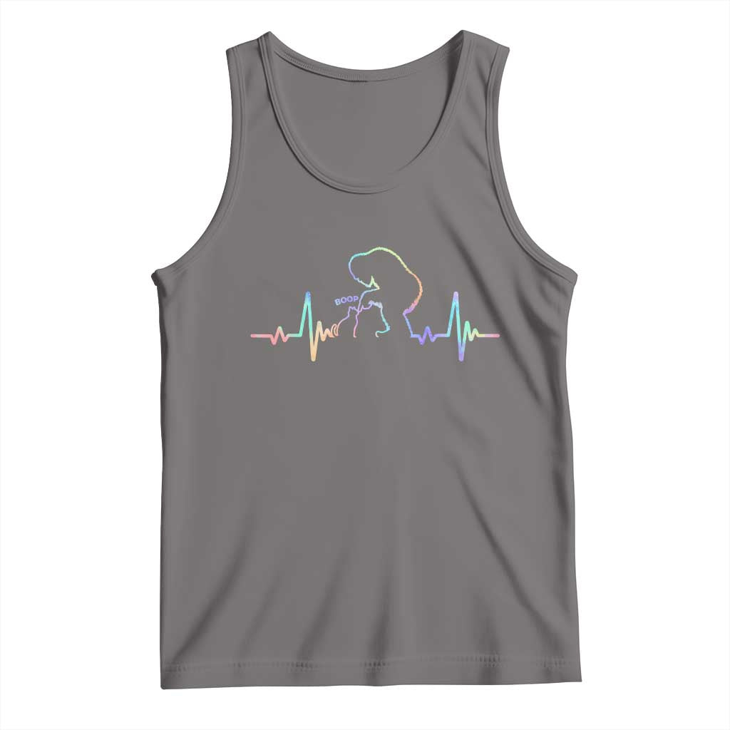 Fun Hand Boop Nose Bigfoot Cat Tank Top Heartbeat Sasquatch Cat Lover Animal Silhouette TS10 Deep Heather Print Your Wear