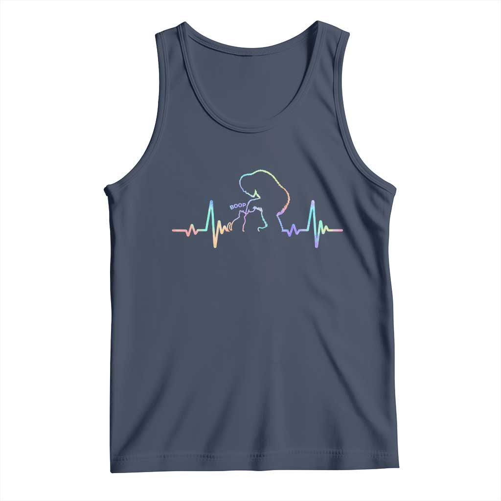 Fun Hand Boop Nose Bigfoot Cat Tank Top Heartbeat Sasquatch Cat Lover Animal Silhouette TS10 Navy Print Your Wear