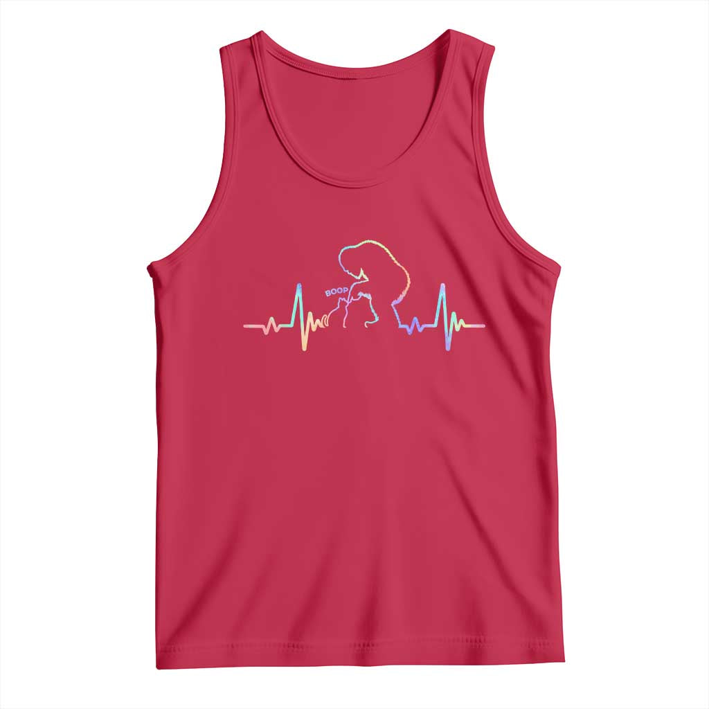 Fun Hand Boop Nose Bigfoot Cat Tank Top Heartbeat Sasquatch Cat Lover Animal Silhouette TS10 Red Print Your Wear