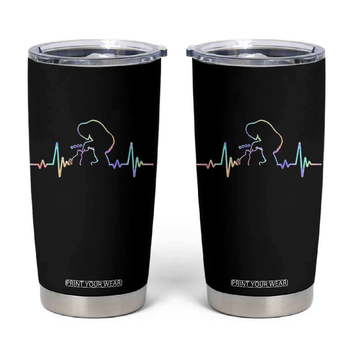 Fun Hand Boop Nose Bigfoot Cat Tumbler Cup Heartbeat Sasquatch Cat Lover Animal Silhouette TS10 Black Print Your Wear