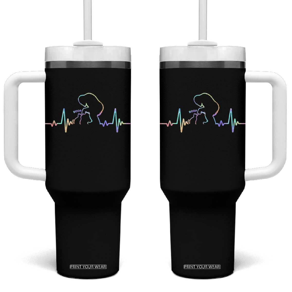 Fun Hand Boop Nose Bigfoot Cat Tumbler With Handle Heartbeat Sasquatch Cat Lover Animal Silhouette TS10 One Size: 40 oz Black Print Your Wear
