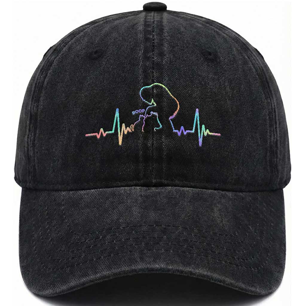 Fun Hand Boop Nose Bigfoot Cat Washed Cotton Baseball Cap Heartbeat Sasquatch Cat Lover Animal Silhouette TS10 Print Your Wear