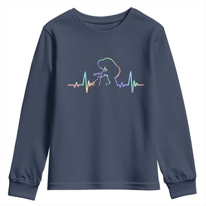 Fun Hand Boop Nose Bigfoot Cat Youth Sweatshirt Heartbeat Sasquatch Cat Lover Animal Silhouette TS10 Navy Print Your Wear